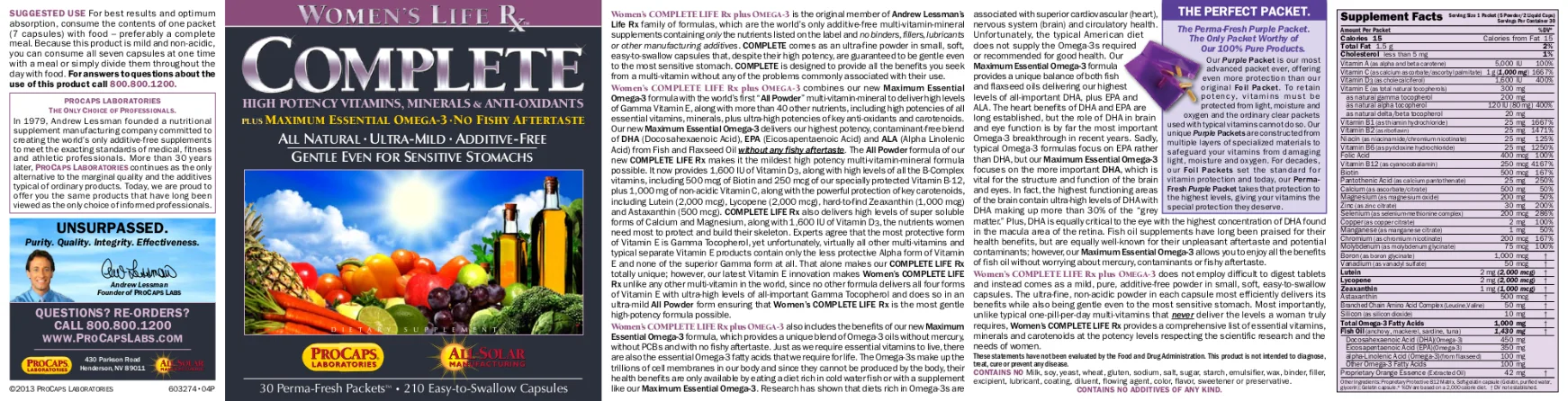 Label for Women's Life Rx Complete