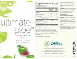 Label for Ultimate Aloe Cranberry + Apple Flavor