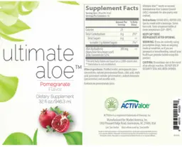 Label for Ultimate Aloe Pomegranate Flavor