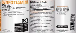 Label for Benfotiamine 300 mg