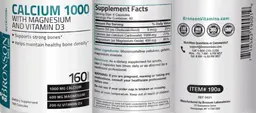 Label for Calcium 1000 with Magnesium and Vitamin D3