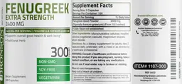 Label for Fenugreek Extra Strength 2400 mg