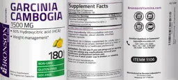 Label for Garcinia Cambogia 1500 mg
