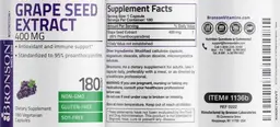 Label for Grape Seed Extract 400 mg