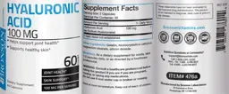 Label for Hyaluronic Acid 100 mg