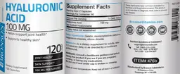 Label for Hyaluronic Acid 100 mg