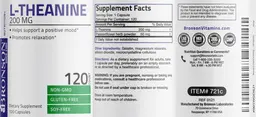 Label for L-Theanine 200 mg