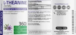Label for L-Theanine 200 mg
