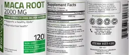 Label for Maca Root 2000 mg