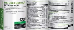 Label for Mature Formula without Iron