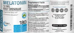 Label for Melatonin 12 mg Fast Dissolve Peppermint Flavor