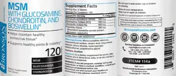 Label for MSM with Glucosamine, Chondroitin, and Boswellin