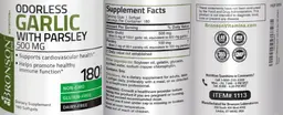 Label for Odorless Garlic 500 mg with Parsley