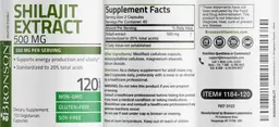 Label for Shilajit Extract 500 mg