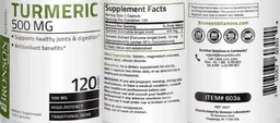 Label for Turmeric 500 mg