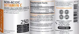Label for Vitamin C from Calcium Ascorbate Non-Acidic
