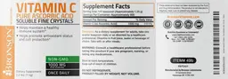 Label for Vitamin C Pure Ascorbic Acid Soluble Fine Crystals 1000 mg