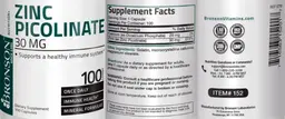 Label for Zinc Picolinate 30 mg
