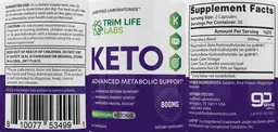 Label for Trim Life Labs Keto 800 mg