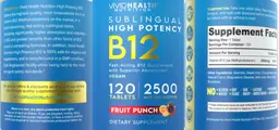 Label for High Potency B12 2500 mcg Fruit Punch