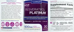 Label for Resveratrol Platinum 500 mg