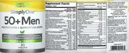 Label for 50+ Men Multivitamin + Supporting Herbs Iron Free