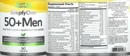 Label for 50+ Men Multivitamin + Supporting Herbs Iron Free