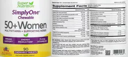 Label for Chewable 50+ Women Multivitamin + Supporting Herbs Wild Berry