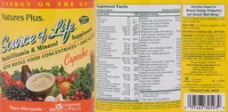 Label for Multi-Vitamin & Mineral with Whole Food Concentrates Capsules