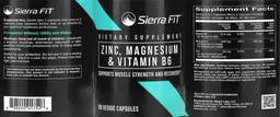 Label for Zinc, Magnesium & Vitamin B6