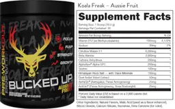 Label for Koala Freak Pre-Workout Aussie Fruit
