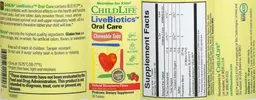 Label for LiveBiotics Oral Care Natural Strawberry Flavor