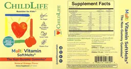 Label for Multi Vitamin SoftMelts Natural Orange Flavor