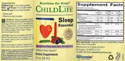 Label for Sleep Essential Natural Berry Flavor