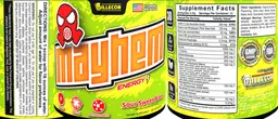 Label for Mayhem Energy Sour Sweet Brats