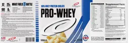 Label for Pro-Whey Vanilla