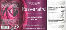 Label for Resveratrol 250 mg