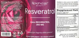 Label for Resveratrol 250 mg