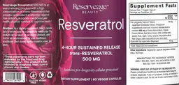 Label for Resveratrol 500 mg
