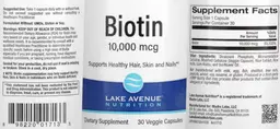 Label for Biotin 10,000 mcg