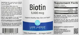 Label for Biotin 5,000 mcg