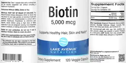 Label for Biotin 5,000 mcg
