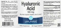 Label for Hyaluronic Acid 100 mg