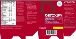 Label for Green Clean Herbal Cleanse Honey Tea Flavor