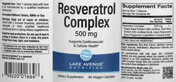 Label for Resveratrol Complex 500 mg