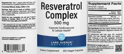 Label for Resveratrol Complex 500 mg
