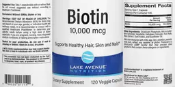 Label for Biotin 10,000 mcg