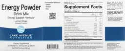 Label for Energy Powder Drink Mix Lemon Ginger