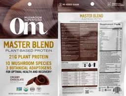 Label for Master Blend Plant-Based Protein Powder Creamy Chocolate