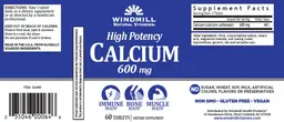 Label for High Potency Calcium 600 mg